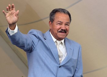 COOPERSTOWN, NY - JULY 24:  Hall of Famer Juan Marichal is introduced at Clark Sports Center during the Baseball Hall of Fame induction ceremony on July 24, 2011 in Cooperstown, New York.  (Photo by Jim McIsaac/Getty Images)