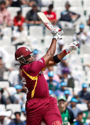 MOHALI, INDIA - MARCH 11:  Kieron Pollard of West Indies batting during the 2011 ICC World Cup Group B match between Ireland and the West Indies at Punjab Cricket Association Stadium on March 11, 2011 in Mohali, India.  (Photo by Graham Crouch/Getty Image