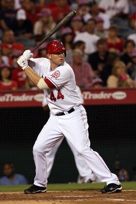 ANAHEIM, CA - AUGUST 04:  Mark Trumbo #44 of the Los Angeles Angels of Anaheim bats against the Minnesota Twins in the fifth inning of the game at Angel Stadium on August 04, 2011 in Anaheim, California.  (Photo by Jeff Golden/Getty Images)