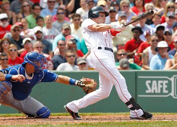 BOSTON, MA  - JULY 28:  Jacoby Ellsbury #2 of the Boston Red Sox singles to knock in two runs against the Kansas City Royals  in the third inning at Fenway Park on July 28, 2011 in Boston, Massachusetts.  (Photo by Jim Rogash/Getty Images)