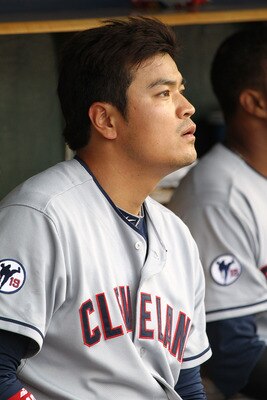 DETROIT, MI - JUNE 15: Shin-Soo Choo #17 of the Cleveland Indians watches the action from the dugout during a MLB game against the Detroit Tigers at Comerica Park on June 15, 2011 in Detroit, Michigan. Cleveland won 6-4  (Photo by Dave Reginek/Getty Image