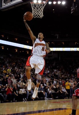 OAKLAND, CA - JANUARY 18:  Monta Ellis #8 of the Golden State Warriors in action during their game against the Chicago Bulls at Oracle Arena on January 18, 2010 in Oakland, California.  NOTE TO USER: User expressly acknowledges and agrees that, by downloa