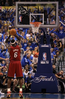 DALLAS, TX - JUNE 05:  LeBron James #6 of the Miami Heat shoots a free throw in the first half while taking on the Dallas Mavericks in Game Three of the 2011 NBA Finals at American Airlines Center on June 5, 2011 in Dallas, Texas.  NOTE TO USER: User expr