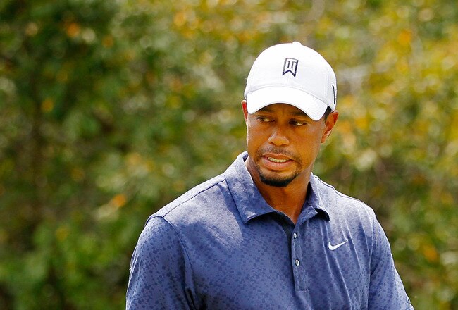 JOHNS CREEK, GA - AUGUST 12:  Tiger Woods looks on during the second round of the 93rd PGA Championship at the Atlanta Athletic Club on August 12, 2011 in Johns Creek, Georgia.  (Photo by Kevin C. Cox/Getty Images)