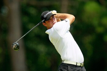 JOHNS CREEK, GA - AUGUST 12: Gary Woodland hits his tee shot on the second hole during the second round of the 93rd PGA Championship at the Atlanta Athletic Club on August 12, 2011 in Johns Creek, Georgia.  (Photo by Kevin C. Cox/Getty Images)
