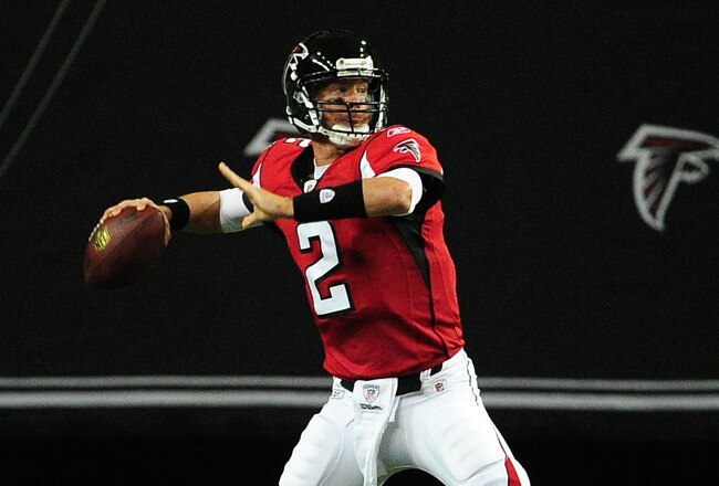 ATLANTA - AUGUST 12: Matt Ryan #2 of the Atlanta Falcons passes against the Miami Dolphins during a preseason game at the Georgia Dome on August 12, 2011 in Atlanta, Georgia. (Photo by Scott Cunningham/Getty Images)