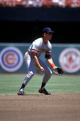 ANAHEIM, CA - 1990:  Alan Trammell #3 of the Detroit Tigers bats during a game in the 1990 season against the California Angels at Anaheim Stadium in Anaheim, California. (Photo by Stephen Dunn/Getty Images)