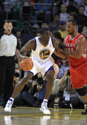 OAKLAND, CA - DECEMBER 20:  Ekpe Udoh #29 of the Golden State Warriors in action against the Houston Rockets at Oracle Arena on December 20, 2010 in Oakland, California. NOTE TO USER: User expressly acknowledges and agrees that, by downloading and or usin