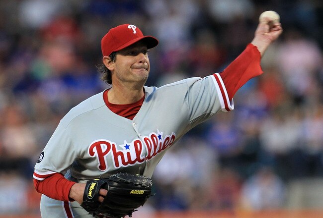 NEW YORK - MAY 25:  Jamie Moyer #52 of the Philadelphia Phillies pitches against the New York Mets on May 25, 2010 at Citi Field in the Flushing neighborhood of the Queens borough of New York City.  (Photo by Chris McGrath/Getty Images)