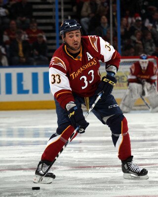 ATLANTA, GA - MARCH 25:  Dustin Byfuglien #33 of the Atlanta Thrashers skates against the Vancouver Canucks at the Philips Arena on March 25, 2011 in Atlanta, Georgia.  (Photo by Bruce Bennett/Getty Images)