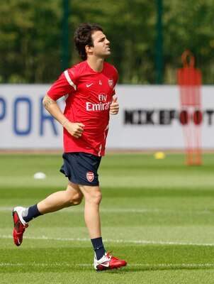 ST ALBANS, ENGLAND - AUGUST 05: Cesc Fabregas of Arsenal during a training session at London Colney on August 5, 2011 in St Albans, England. (Photo by Tom Dulat/Getty Images)