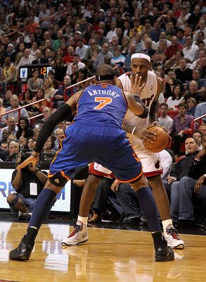 Carmelo always seems to be motivated to play defense against LeBron James.