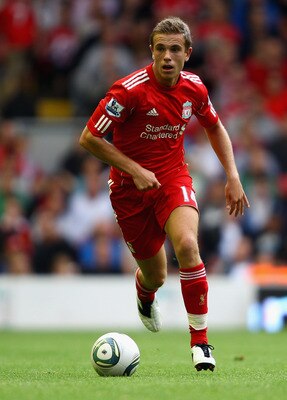 LIVERPOOL, ENGLAND - AUGUST 06:  Jordan Henderson of Liverpool in action during the pre season friendly match between Liverpool and Valencia at Anfield on August 6, 2011 in Liverpool, England.  (Photo by Clive Brunskill/Getty Images)