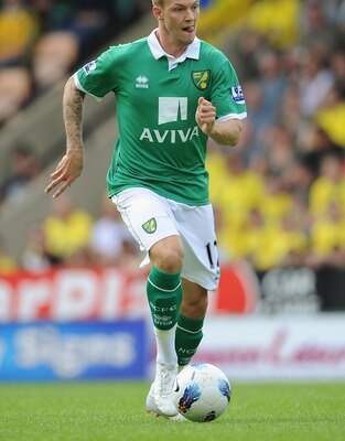 NORWICH, ENGLAND - AUGUST 06: Anthony Pilkington of Norwich in action during the Pre-Season Friendly match between Norwich City FC and FC Parma at Carrow Road on August 6, 2011 in Norwich, England.  (Photo by Michael Regan/Getty Images)