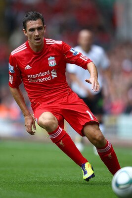 LIVERPOOL, ENGLAND - AUGUST 06:  Stewart Downing of Liverpool in action during the pre season friendly match between Liverpool and Valencia at Anfield on August 6, 2011 in Liverpool, England.  (Photo by Clive Brunskill/Getty Images)
