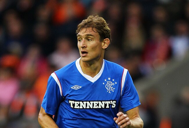 BLACKPOOL, ENGLAND - JULY 19:  Nikica Jelavic of Rangers in action during the Pre Season Friendly match between Blackpool and Rangers at Bloomfield Road on July 19, 2011 in Blackpool, England.  (Photo by Matthew Lewis/Getty Images)