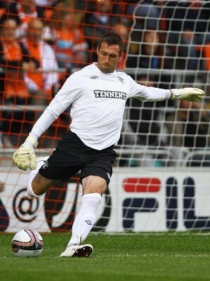 BLACKPOOL, ENGLAND - JULY 19:  Alan McGregor of Rangers in action during the Pre Season Friendly match between Blackpool and Rangers at Bloomfield Road on July 19, 2011 in Blackpool, England.  (Photo by Matthew Lewis/Getty Images)