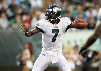 PHILADELPHIA, PA - AUGUST 11:  Michael Vick #7 of the Philadelphia Eagles in action during the first quarter against the Baltimore Ravens during their pre season game on August 11, 2011 at Lincoln Financial Field in Philadelphia, Pennsylvania.  (Photo by