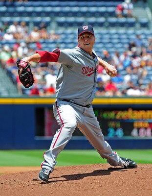 ATLANTA - JULY 17: Tom Gorzelanny #32 of the Washington Nationals pitches against the Atlanta Braves at Turner Field on July 17, 2011 in Atlanta, Georgia. (Photo by Scott Cunningham/Getty Images)