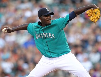 SEATTLE - AUGUST 15:  Starting pitcher Michael Pineda #36 of the Seattle Mariners pitches against the Toronto Blue Jays at Safeco Field on August 15, 2011 in Seattle, Washington. (Photo by Otto Greule Jr/Getty Images)