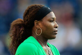 TORONTO, ON - AUGUST 12:  Serena Williams looks on during a change over during her match with Lucie Safarova of Czech Republic on Day 5 of the Rogers Cup presented by National Bank at the Rexall Centre on August 12, 2011 in Toronto, Ontario, Canada.  (Pho