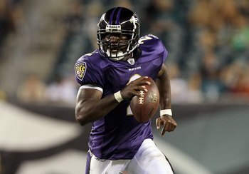 PHILADELPHIA, PA - AUGUST 11:  Tyrod Taylor #2 of the Baltimore Ravens runs the ball against the Philadelphia Eagles during their pre season game on August 11, 2011 at Lincoln Financial Field in Philadelphia, Pennsylvania.  (Photo by Jim McIsaac/Getty Ima