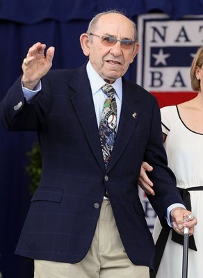 COOPERSTOWN, NY - JULY 24:  Hall of Famer Yogi Berra is introduced at Clark Sports Center during the Baseball Hall of Fame induction ceremony on July 24, 2011 in Cooperstown, New York.  (Photo by Jim McIsaac/Getty Images)