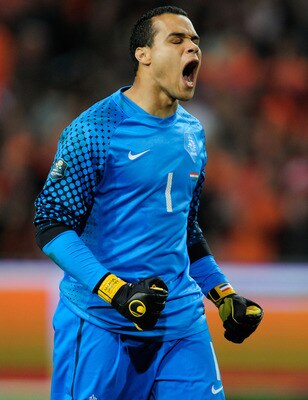 AMSTERDAM, NETHERLANDS - MARCH 29:  Michel Vorm of the Netherlands in action during the Group E, EURO 2012 Qualifier between Netherlands and Hungary at the Amsterdam Arena on March 29, 2011 in Amsterdam, Netherlands.  (Photo by Jamie McDonald/Getty Images