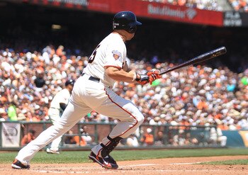 SAN FRANCISCO, CA - AUGUST 03:  Carlos Beltran #15 of the San Francisco Giants hits an RBI single in the third inning against the Arizona Diamondbacks at AT&T Park on August 3, 2011 in San Francisco, California.  (Photo by Jed Jacobsohn/Getty Images)