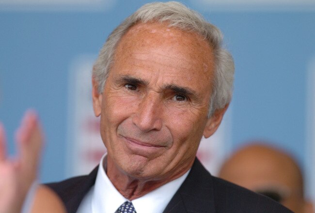 Pitcher Sandy Koufax watches 2004  Baseball Hall of Fame induction ceremonies  July 25, 2004 in Cooperstown, New York. (Photo by A. Messerschmidt/Getty Images)