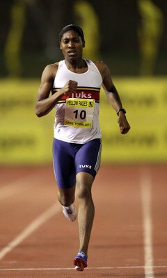 CAPE TOWN, SOUTH AFRICA - MARCH 10:  Caster Semenya wins the women's 400m finals during the Yellow Pages Series III held at Bellville Stadium on March 10, 2011 in Cape Town, South Africa.  (Photo by Luke Walker/Gallo Images/Getty Images)