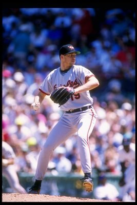12 Jun 1993: Pitcher Ben McDonald of the Baltimore Orioles prepares to throw the ball during a game against the Boston Red Sox at Fenway Park in Boston, Massachusetts.