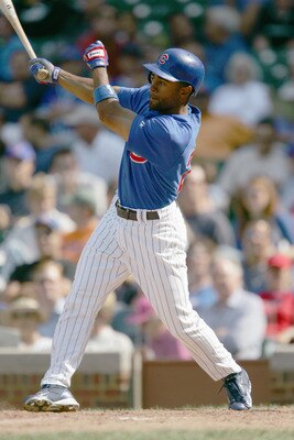 CHICAGO - AUGUST 31:  Corey Patterson of the Chicago Cubs swings at the pitch during the game against the Los Angeles Dodgers on August 31, 2005 at Wrigley Field in Chicago, Illinois.  The Dodgers defeated the Cubs 7-0.  (Photo by Jonathan Daniel/Getty Im
