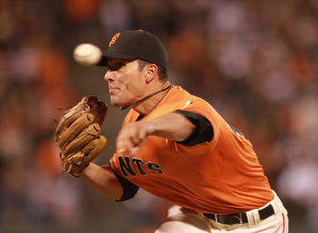 SAN FRANCISCO, CA - JULY 08:  Javier Lopez #49 of the San Francisco Giants pitches against the New York Mets at AT&T Park on July 8, 2011 in San Francisco, California.  (Photo by Ezra Shaw/Getty Images)