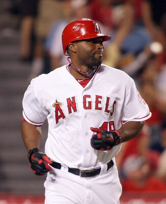 ANAHEIM, CA - JULY 05:  Torii Hunter #48 of the Los Angeles Angels of Anaheim frowns after flying out with the bases loaded in the bottom of the fifth inning against the Detroit Tigers during the MLB game at Angel Stadium of Anaheim on July 5, 2011 in Ana