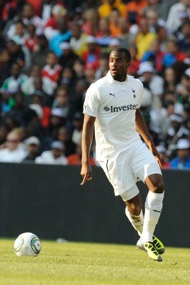 JOHANNESBURG, SOUTH AFRICA - JULY 23:  Sebastien Bassong of Tottenham in action during the 2011 Vodacom Challenge final match between Orlando Pirates and Tottenham Hotspur at Coca Cola Stadium on July 23, 2011 in Johannesburg, South Africa.  (Photo by Lef