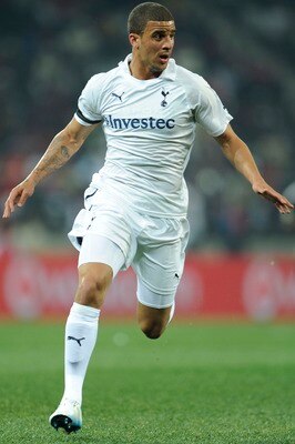NELSPRUIT, SOUTH AFRICA - JULY 19:  Kyle Walker  of Tottenham Hotspur in action during the 2011 Vodacom Challenge match between Orlando Pirates and Tottenham Hotspur from Mbombela Stadium on July 19, 2011 in Nelspruit, South Africa. (Photo by Lefty Shivma