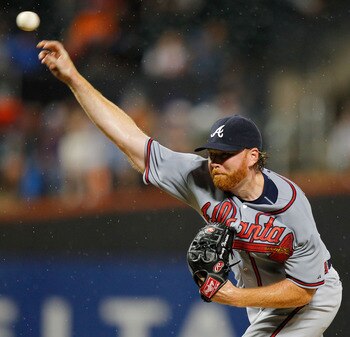 NEW YORK, NY - AUGUST 06:  Tommy Hanson #48 of the Atlanta Braves throws a pitch against the New York Mets during the second inning of a Major League Baseball game at Citi Field on August 6, 2011 in the Flushing neighborhood of the Queens borough of New Y