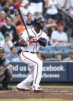 ATLANTA, GA - JULY 28:  Right fielder Jason Heyward #22 follows through on a swing during the game against the Pittsburgh Pirates at Turner Field on July 28, 2011 in Atlanta, Georgia.  (Photo by Mike Zarrilli/Getty Images)