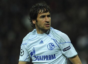 MILAN, ITALY - APRIL 05:  Raul of Schalke 04 looks on during the UEFA Champions League Quarter Final match between FC Internazionale Milano and Schalke 04 at San Siro Stadium on April 5, 2011 in Milan, Italy.  (Photo by Valerio Pennicino/Getty Images)