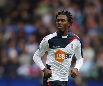 BOLTON, ENGLAND - MAY 22:  Daniel Sturridge of Bolton Wanderers in action during the Barclays Premier League match between  Bolton Wanderers and Manchester City at the Reebok Stadium on May 22, 2011 in Bolton, England.  (Photo by Michael Steele/Getty Imag