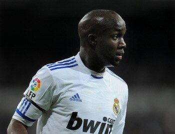 MADRID, SPAIN - FEBRUARY 06:  Lassana Diarra of Real Madrid looks on during the la Liga match between Real Madrid and Real Sociedad at Estadio Santiago Bernabeu on February 6, 2011 in Madrid, Spain.  (Photo by Jasper Juinen/Getty Images)