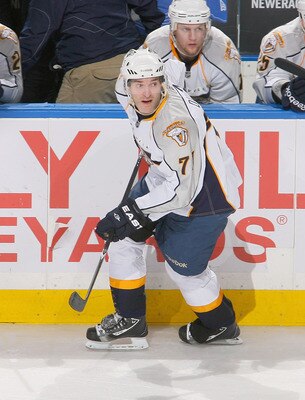 BUFFALO, NY - MARCH 20: JP Dumont #71 of the Nashville Predators skates against the Buffalo Sabres at HSBC Arena on March 20, 2011 in Buffalo, New York. Nashville won 4-3 in overtime.  (Photo by Rick Stewart/Getty Images)