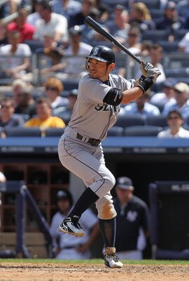 NEW YORK, NY - JULY 27:  Ichiro Suzuki #51 of the Seattle Mariners against the New York Yankees on July 27, 2011 at Yankee Stadium in the Bronx borough of New York City.  (Photo by Nick Laham/Getty Images)