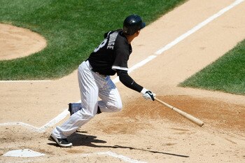 CHICAGO, IL- AUGUST  21: Brent Lillibridge #18 of the Chicago White Sox runs as he hits a home run against the Texas Rangers at U.S. Cellular Field on August 21, 2011 in Chicago, Illinois. (Photo by Scott Boehm/Getty Images)