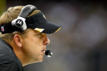 NEW ORLEANS, LA - AUGUST 12: Head coach Sean Payton of the New Orleans Saints looks on as his team plays the San Francisco 49ers during a preseason game at Louisiana Superdome on August 12, 2011 in New Orleans, Louisiana.  (Photo by Sean Gardner/Getty Ima