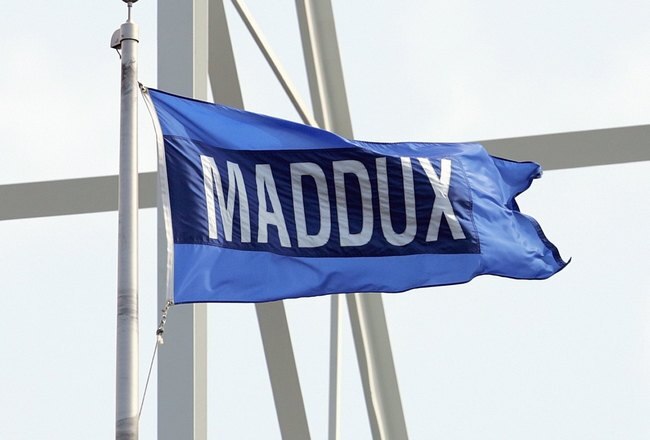 CHICAGO - APRIL 17: A Maddux flag flies on a pole during the game between the San Diego Padres and the Chicago Cubs on April 17, 2007 at Wrigley Field in Chicago, Illinois. The Padres defeated the Cubs 4-3 in 14 innings. (Photo by Jonathan Daniel/Getty Im