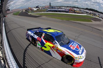 BROOKLYN, MI - AUGUST 21:  Mark Martin drives the #5 Carquest/GoDaddy.com Chevrolet during the NASCAR Sprint Cup Series Pure Michigan 400 at Michigan International Speedway on August 21, 2011 in Brooklyn, Michigan.  (Photo by Jamie Squire/Getty Images)