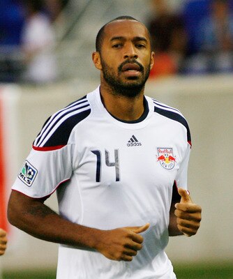 HARRISON, NJ - AUGUST 13: Thierry Henry #14 of the New York Red Bulls warms up prior to the start of the game against the Chicago Fire at Red Bull Arena on August 13, 2011 in Harrison, New Jersey. (Photo by Andy Marlin/Getty Images)
