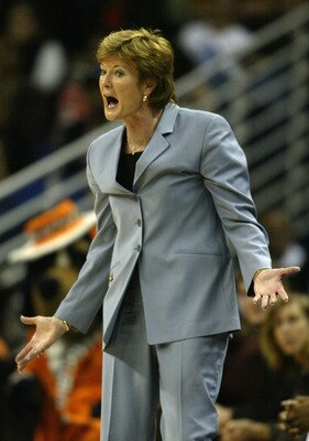 NEW ORLEANS - APRIL 6:  Head coach Pat Summitt of the Tennessee Lady Vols shouts to the team during the National Championship game of the NCAA Women's Final Four Tournament against the University of Connecticut at the New Orleans Arena on April 6, 2004 in